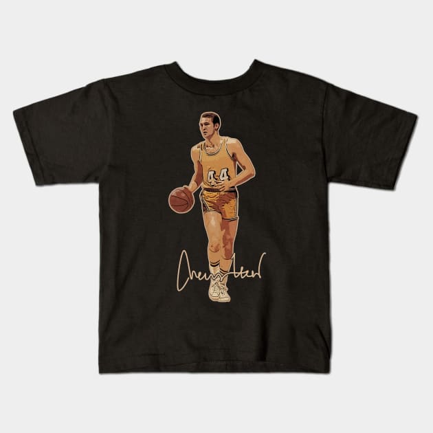 Jerry West Mr Clutch Basketball Legend Signature Vintage Retro 80s 90s Bootleg Rap Style Kids T-Shirt by CarDE